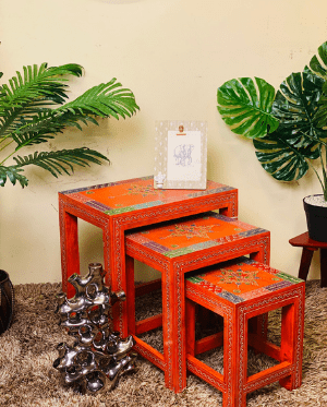 nesting stool painted set arvind handicrafts