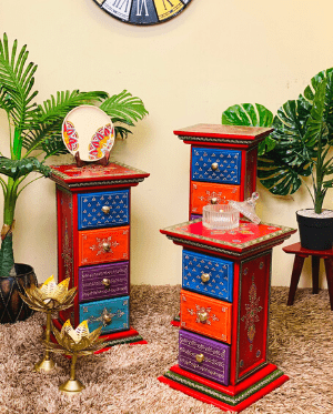 pillar drawer painted set arvind handicrafts